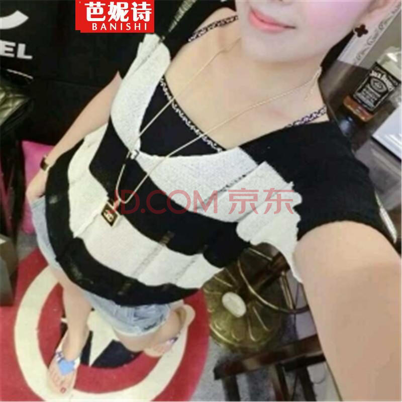 芭妮诗 2014夏<em>上衣冬短裤</em>女 黑白条纹 M图片-