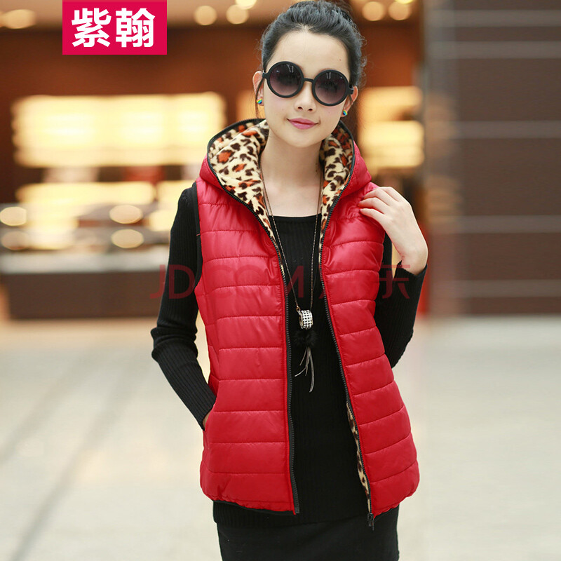 2014秋冬棉<em>马甲</em>女两面穿韩版时尚<em>马夹冬季豹纹</em>