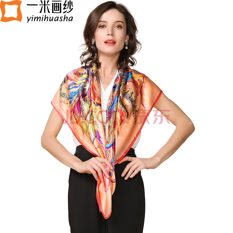 一米画纱真丝丝巾女围巾桑蚕丝绸防晒披肩大方巾春夏纱巾 部落系列