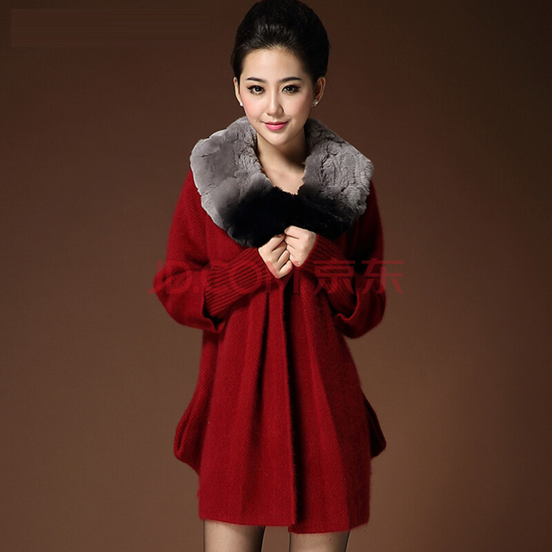 貂绒大衣+<em>女</em>獭兔大毛领毛衣<em>开衫外套</em>加厚中长