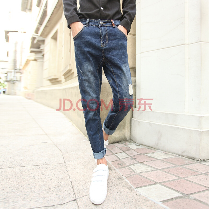 AOZONGYOU邵宗友2014秋冬新款潮男补丁牛