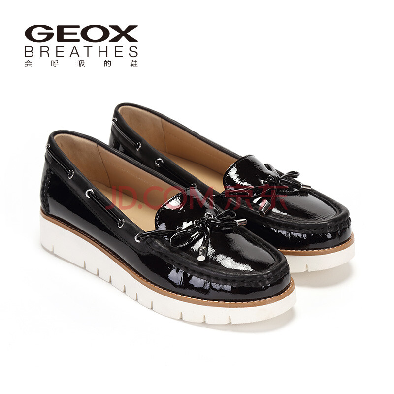 geox/健乐士2016春夏新款女鞋柔软厚底女乐福鞋子平底鞋女d620bd 黑色