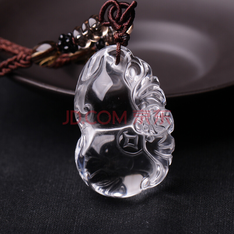 开光5A极冰种白水晶灵葫增财吊坠六合葫芦吊