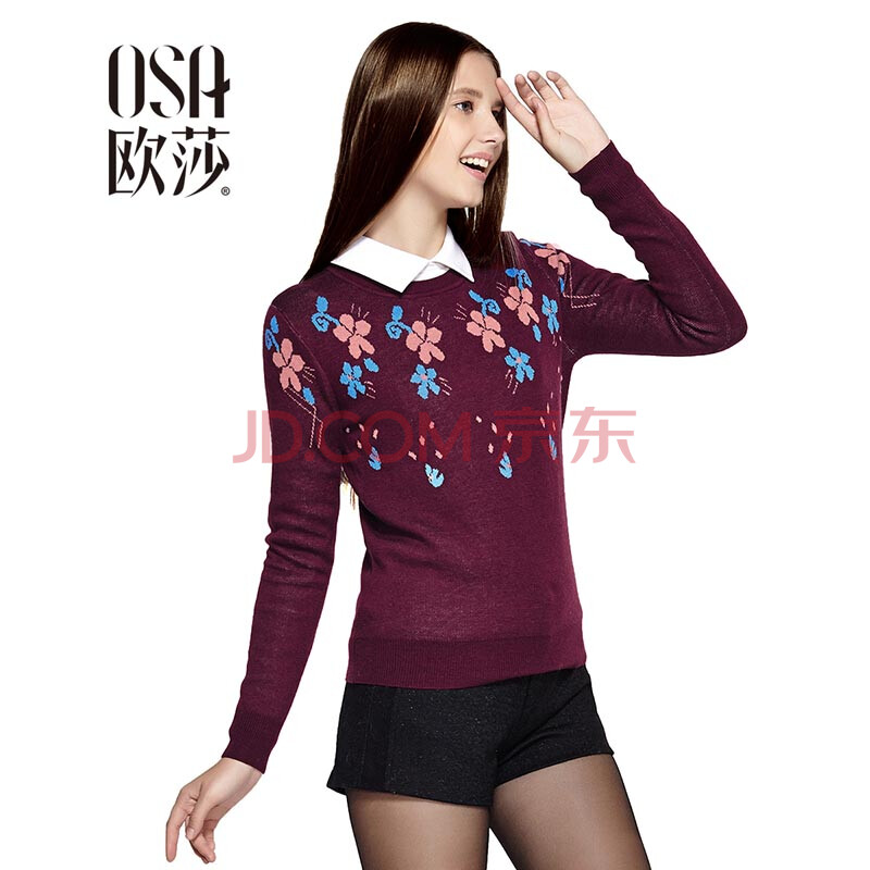 OSA欧莎2014冬季新款<em>女装</em>复古提花优雅针织