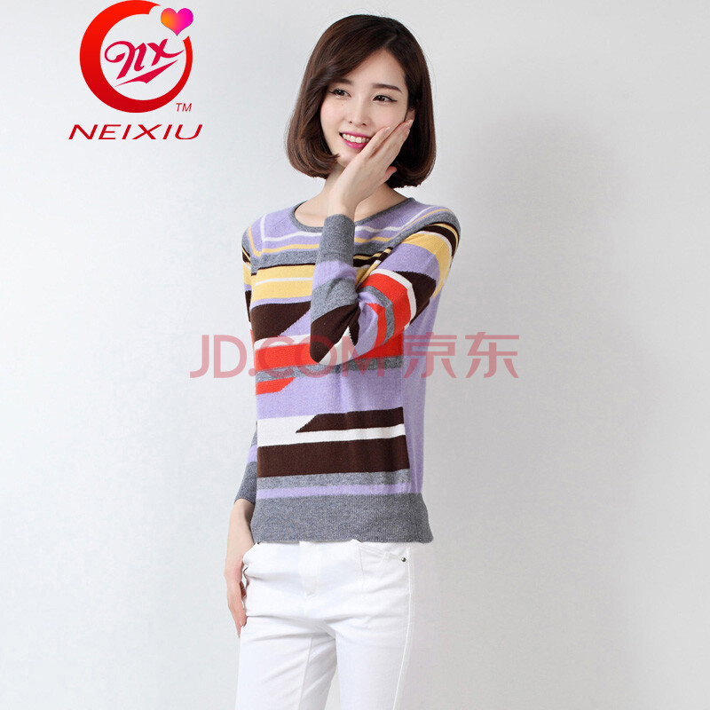 冬新款女装609款条纹针织衫羊绒衫<em>货到付款</em>打
