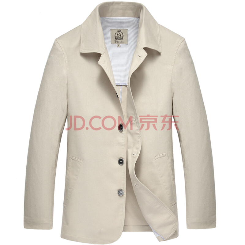 ea2015夏季新款时尚潮修身有加大码亚麻夹克薄外套jacket男装j04 米