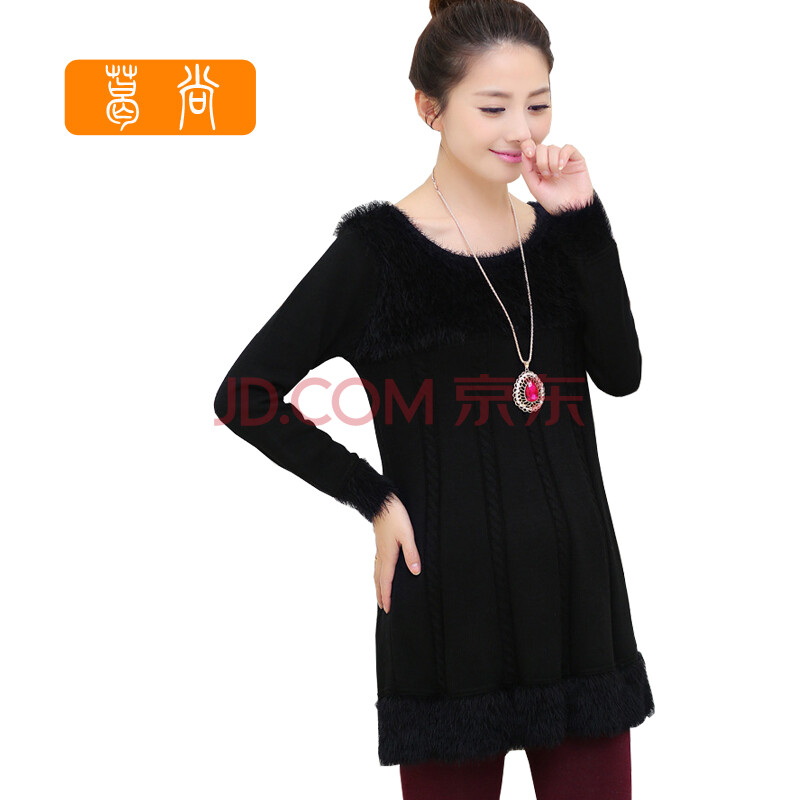 葛尚 孕妇装秋<em>冬装韩版</em>长款<em>毛衣</em> 时尚圆领 <em>可爱</em>