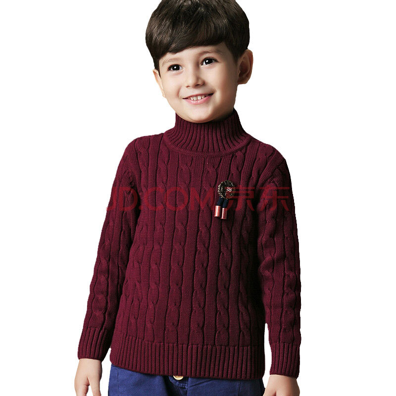 男童<em>毛衣加厚</em>套头儿童韩版针织衫<em>宝宝</em>毛衫高领