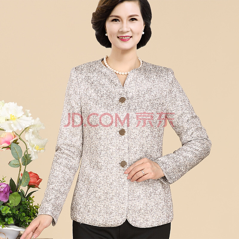 <em>南极人中年女装</em>秋装<em>外套</em> 时尚圆领妈妈装单排