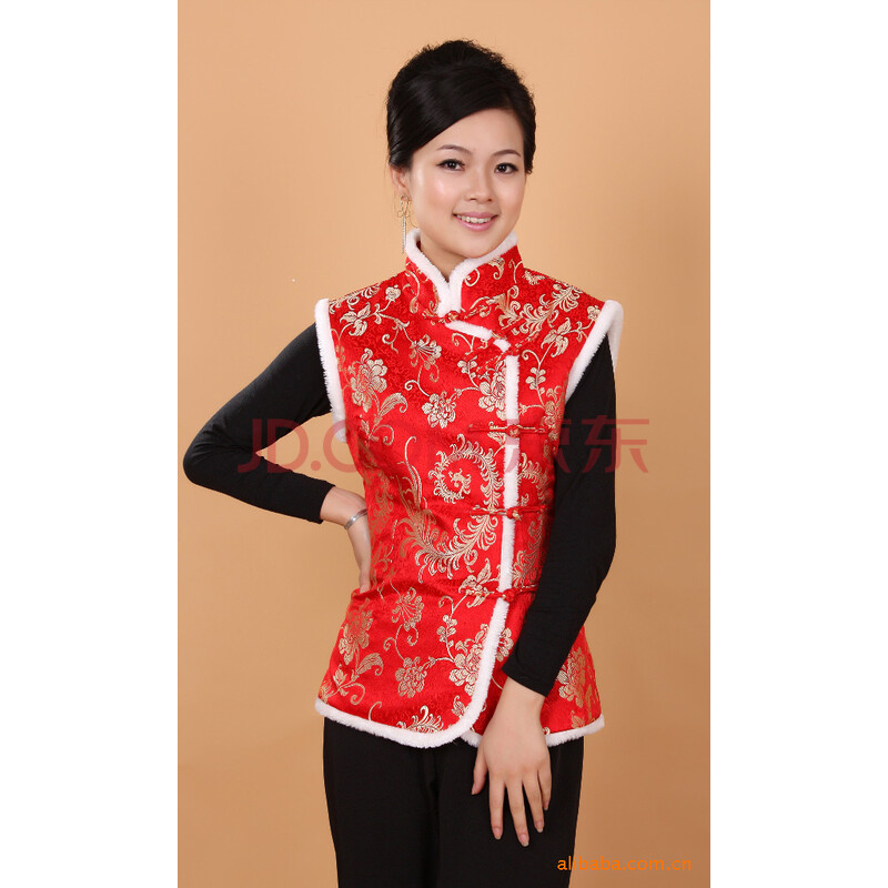 特价清仓 冬季红色喜庆<em>棉马甲女</em>唐装<em>中式棉背</em>