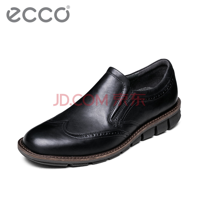ECCO爱步正装男鞋 商务休闲花纹皮鞋 轻便舒适透气套脚磨砂面鞋 杰里米602544 黑色02001 40