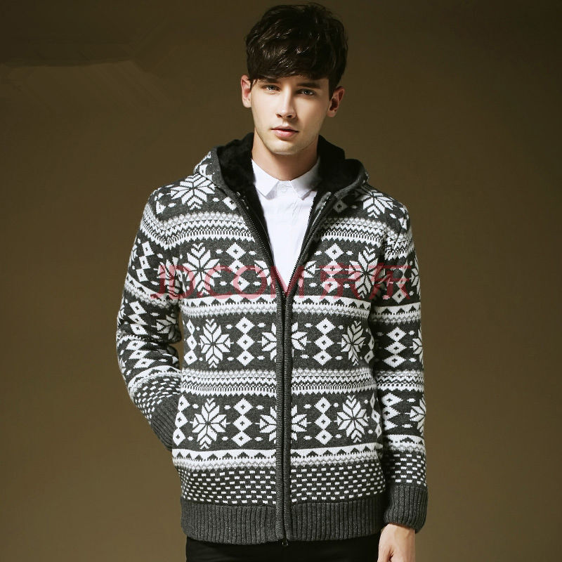 致潮 2014秋冬季男士针织衫 <em>毛衣</em>开衫<em>外套加绒</em>