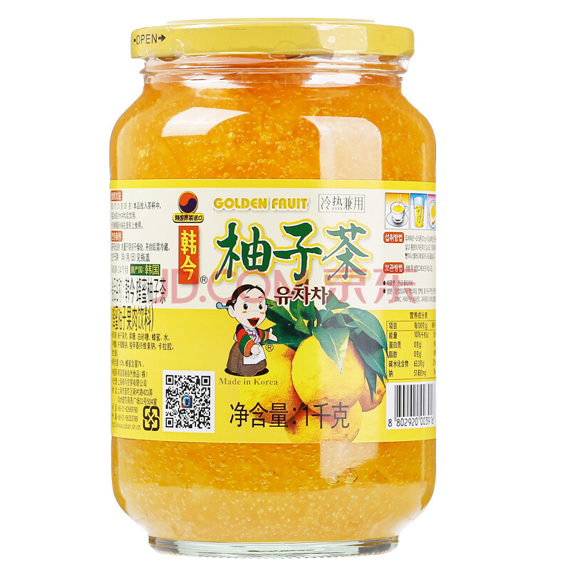 韩今蜂蜜柚子茶 1KG 蜂蜜果味茶 韩国进口 柚子茶冲调品维c饮品早餐水果茶