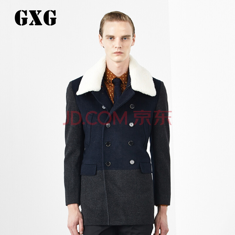 gxg男装2014<em>秋冬</em>新款+<em>男士时尚</em>休闲<em>外套</em>藏青