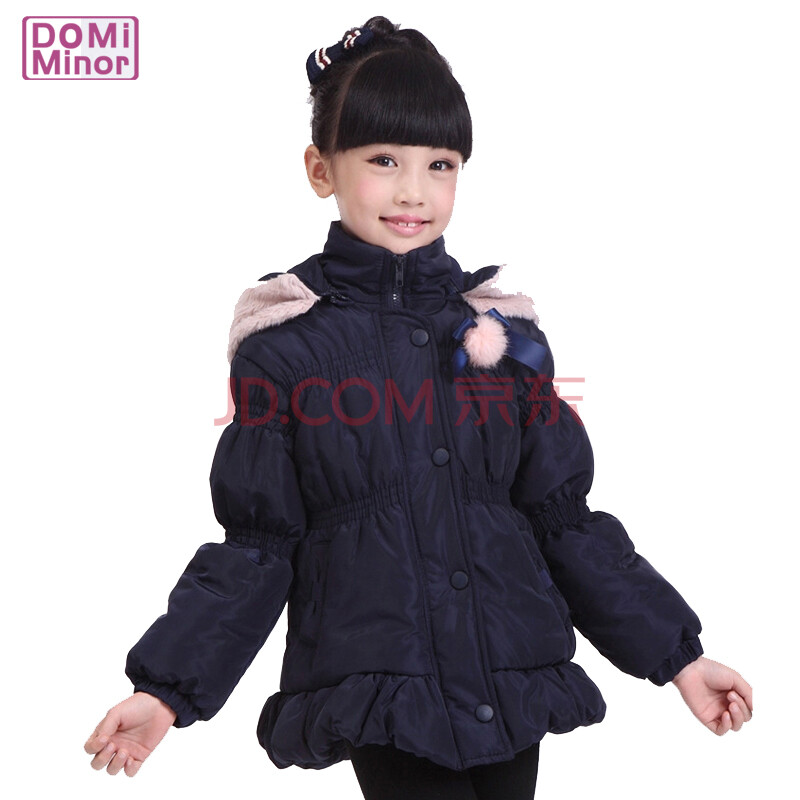 多米小调+<em>女童</em>2014新款时尚花苞领<em>棉服中大女</em>