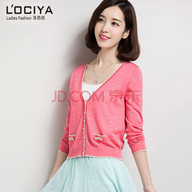 秋装新款2014女装<em>秋冬</em>V领刺绣圆点蝴蝶结针织