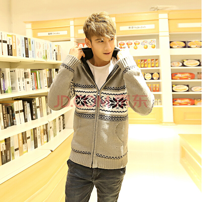 2014秋<em>冬季</em>新款男士针织衫<em>开衫</em>加厚<em>毛衣男外</em>