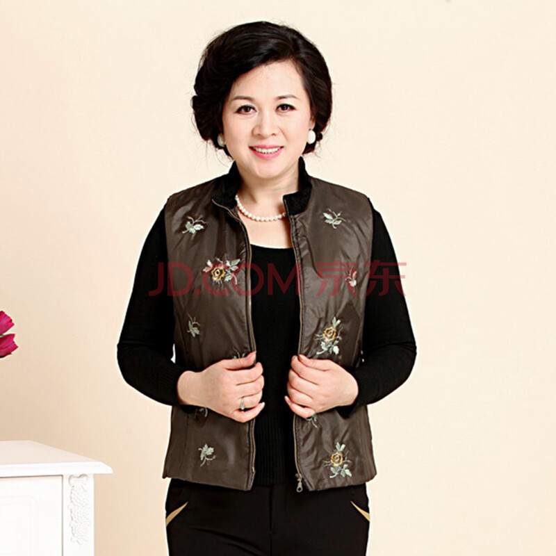 咔金琳 <em>中老年</em>妈妈秋冬短款妈妈<em>马甲</em>背心女式