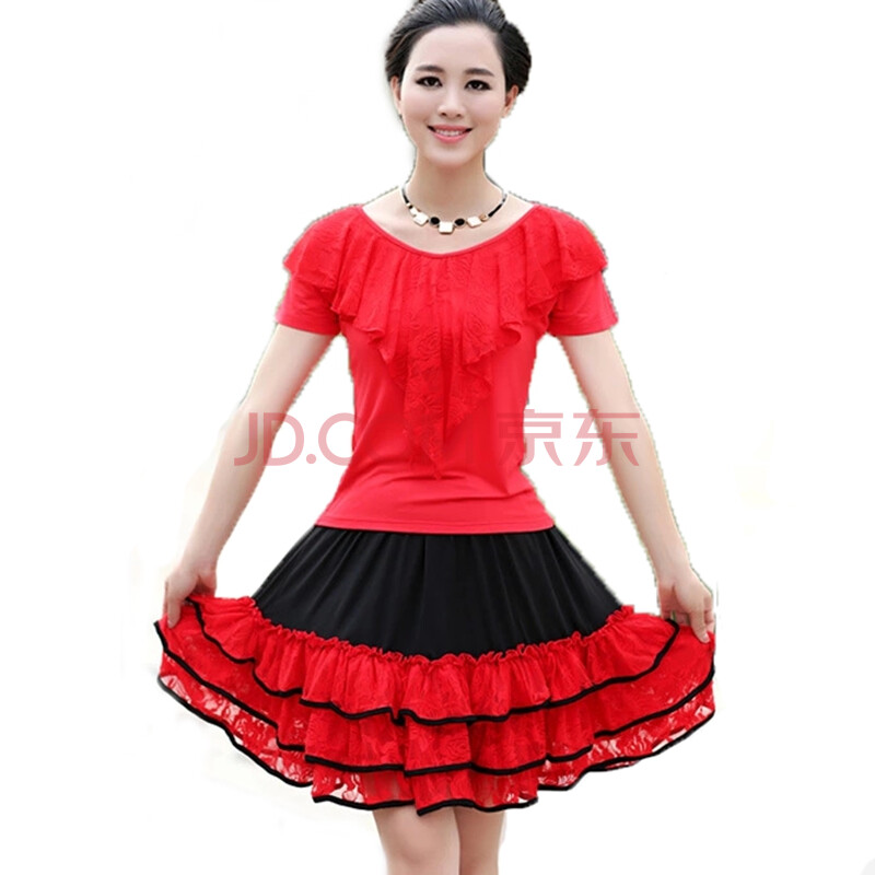 大码广场舞蹈服装套装<em>中老年交谊舞裙子</em>演出服