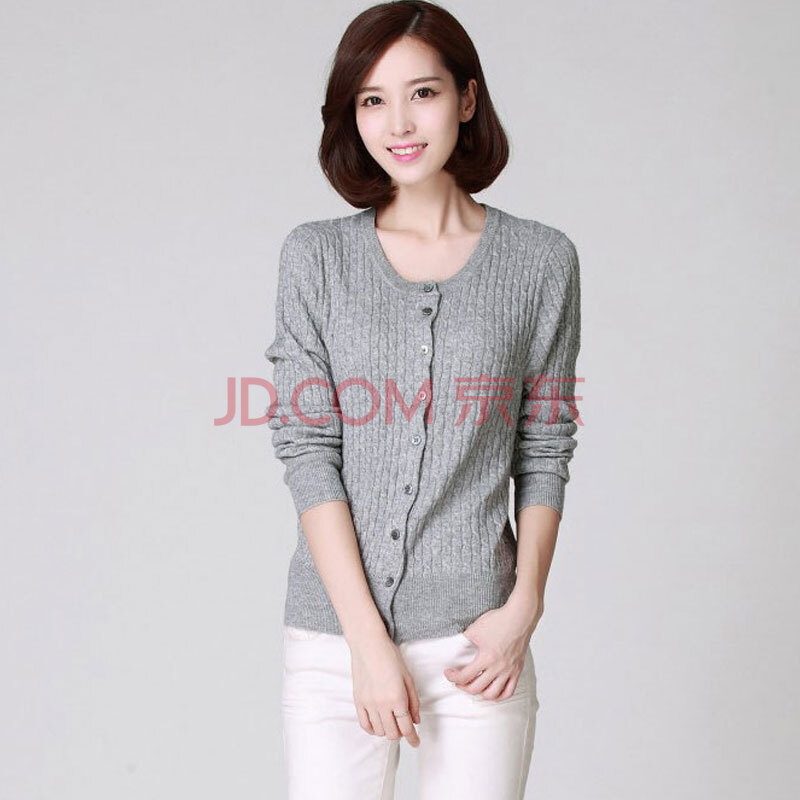 黎诗百兰 秋冬女款时尚百搭<em>开衫羊绒衫</em> 米驼 X