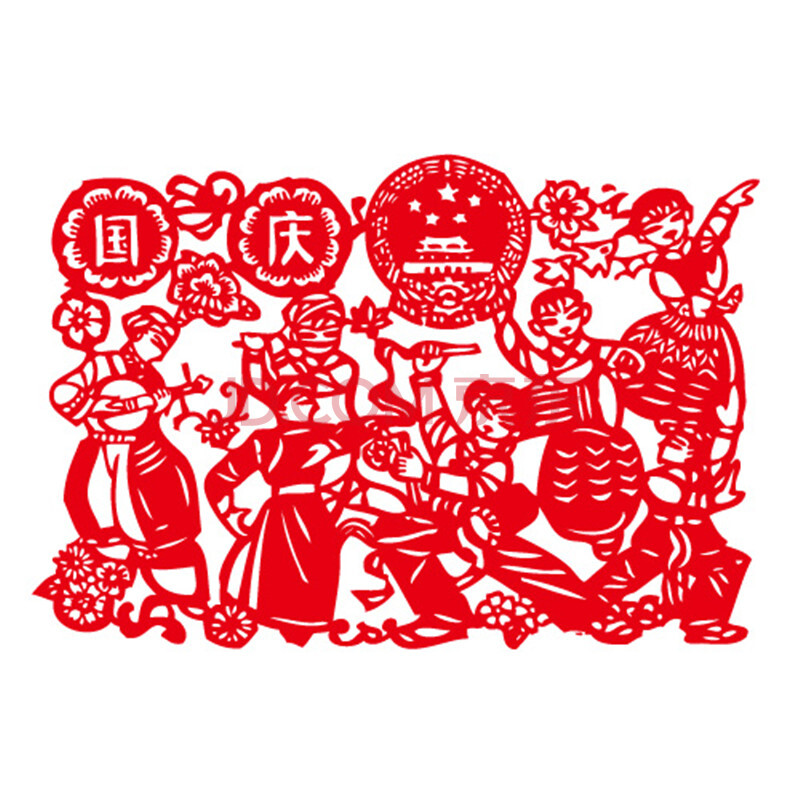 FAH2402中秋玻璃贴活动装饰特色手工剪纸民间窗花福字 红色 45CM