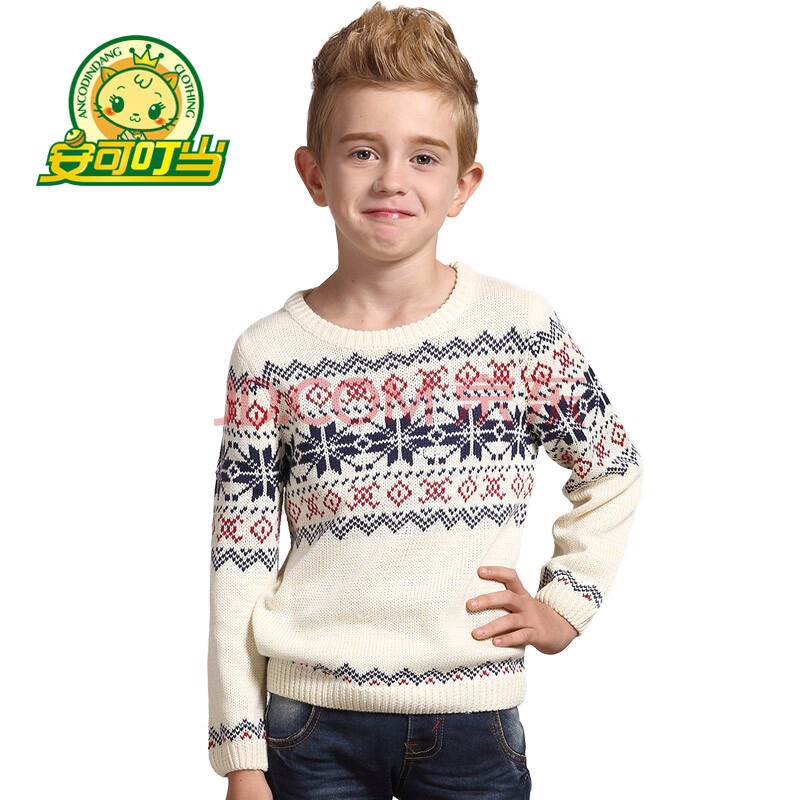 安可叮当<em>2014</em>秋冬<em>儿童毛衣新款</em>时尚花纹百搭