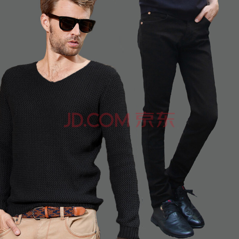 时尚V领男士<em>宽松毛衣韩版</em>时尚外套打底线配百