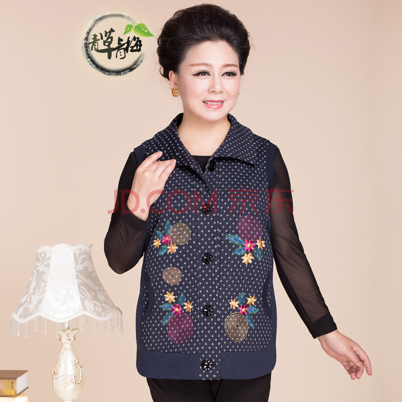 青草青梅 中老年<em>女士春秋</em>装<em>马夹</em>妈妈装秋装背