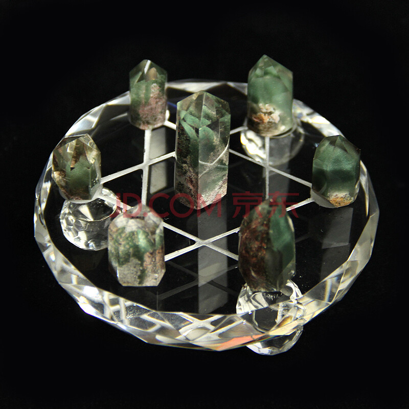 旭珍 珍藏版限量一物一图纯天然绿幽灵摆件 金字塔七星阵家居风水摆件