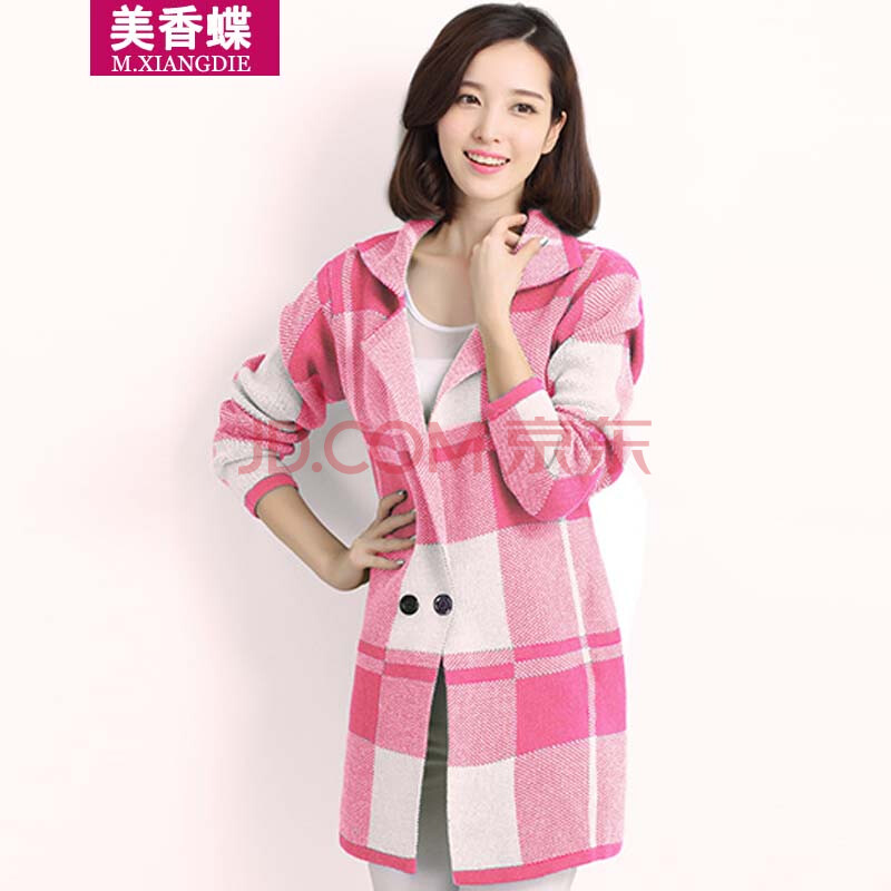 美香蝶 韩版2014秋冬装新款时尚<em>格子</em>女装<em>宽松</em>