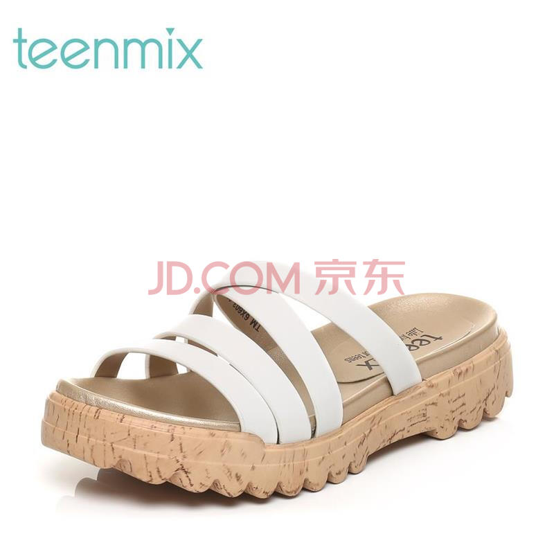 Teenmix/ÌìÃÀÒâÏÄר¹ñͬ¿îʱÉкñµ×Å®ÍÏЬ6X603BT7´¿É«Ï¸´ø×éºÏÐÝÏÐ °×É« 33
