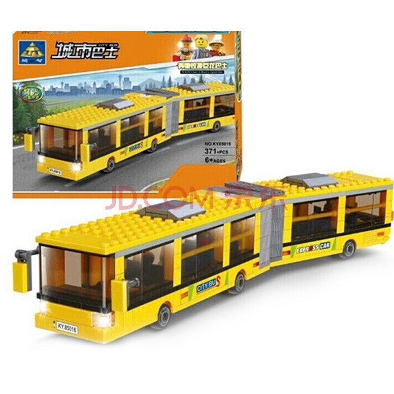 开智 拼装积木 城市巴士模型 公交车玩具 奔驰铰接巨龙巴士 儿童益智