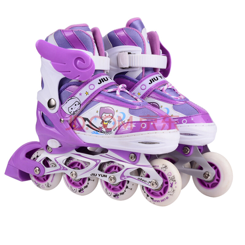 久运(jiuyun)溜冰鞋儿童套装 轮滑鞋 可调伸缩闪光旱冰鞋 直排 紫色单