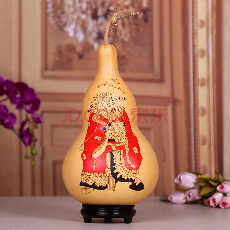 吉善堂 纯天然大号葫芦 烙画工艺财神招财进宝家居工艺品葫芦0243