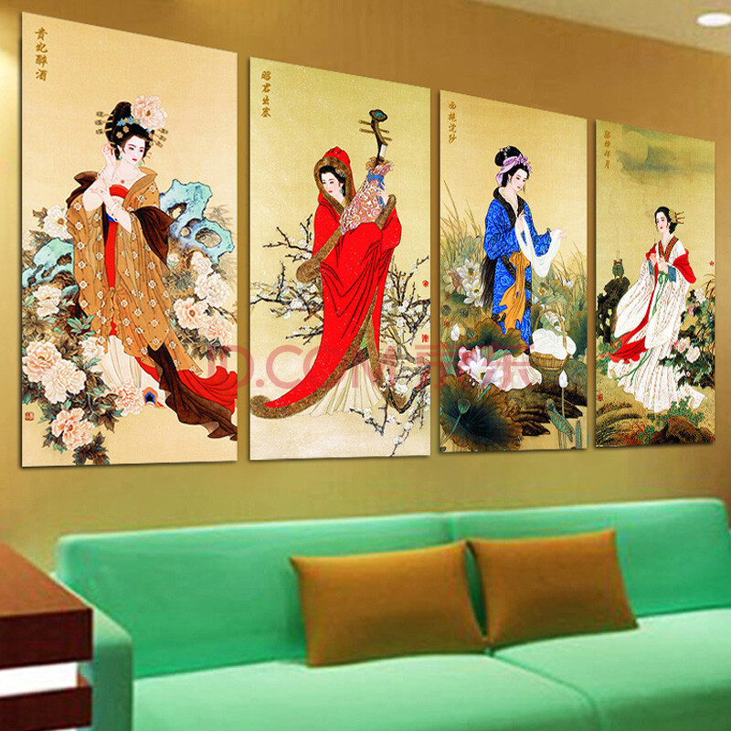 诗美诗格5d钻石画中国风四大美女四联方钻满钻画贴钻画 160*90 四联画