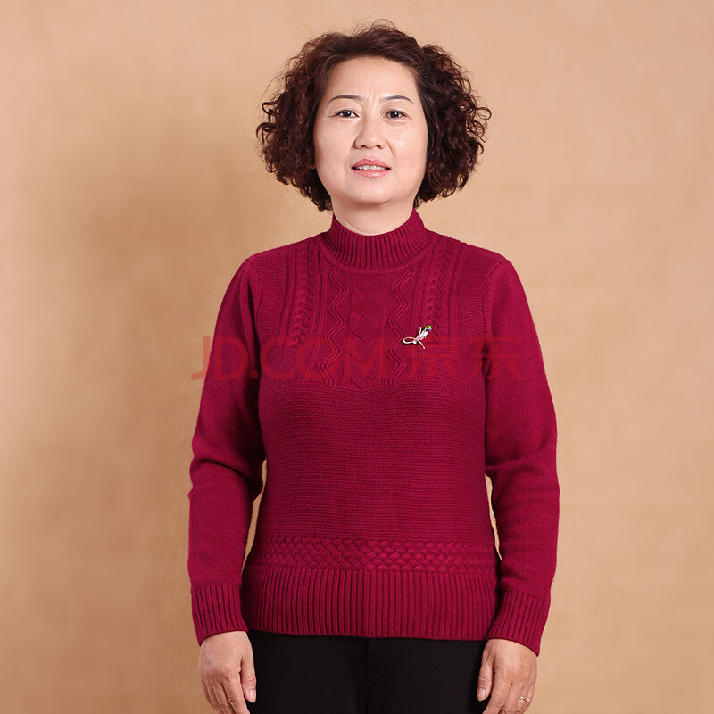 图古利斯中老年女士羊绒衫加厚款套头正品黑色立领羊毛衫毛衣女式妈妈