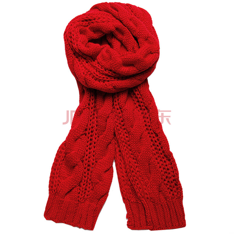 娜美莎琪 2014新款毛线纯色百搭保暖长款情侣围巾 红色