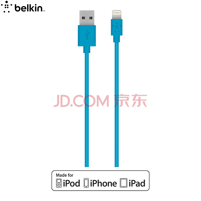 ±´¶û½ð£¨BELKIN£©Æ»¹ûMFIÈÏÖ¤ Lightning½Ó¿Ú³äµçÏß ÊÊÓÃÓÚiPhone7/7P/8/X/iPad Pro À¶É« 1.2Ã×