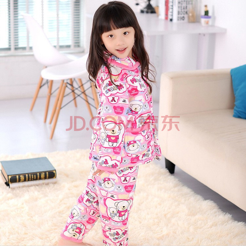 <em>大嘴猴珊瑚绒</em>加厚夹棉<em>睡衣</em>儿童<em>睡衣</em>女<em>大童</em>家居