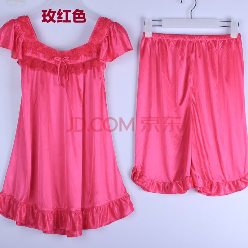 波波乐新品 有XXXL<em>冰丝睡衣</em>套装 女士夏天 短