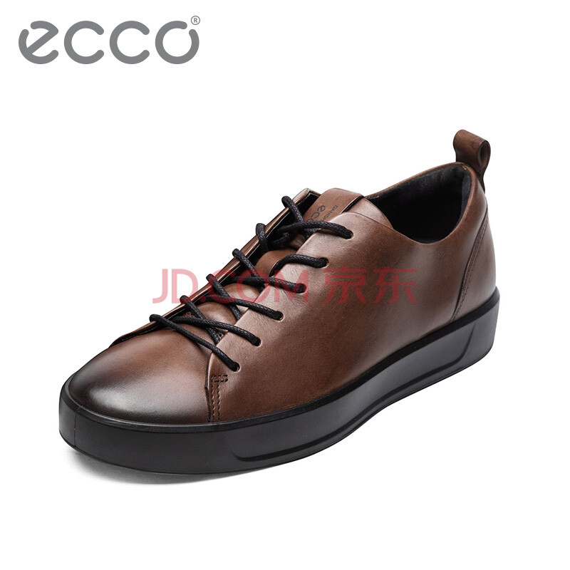 ECCO爱步 时尚简约低帮牛皮休闲鞋 舒适透气轻便板鞋男鞋 柔酷8号440604 棕色44060411021 42