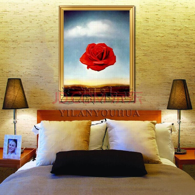 《沉默滴血红玫瑰花》纯手绘油画临摹定制 客厅玄关走廊书房卧室楼梯