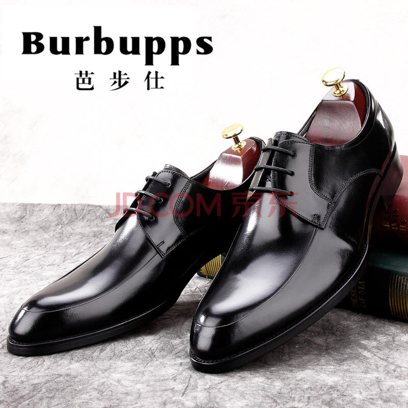 【轻奢名品 原装直邮】法国芭步仕Burbupps 皮鞋手工定制商务休闲鞋真皮男鞋舒适正装鞋 黑色-标准码 40
