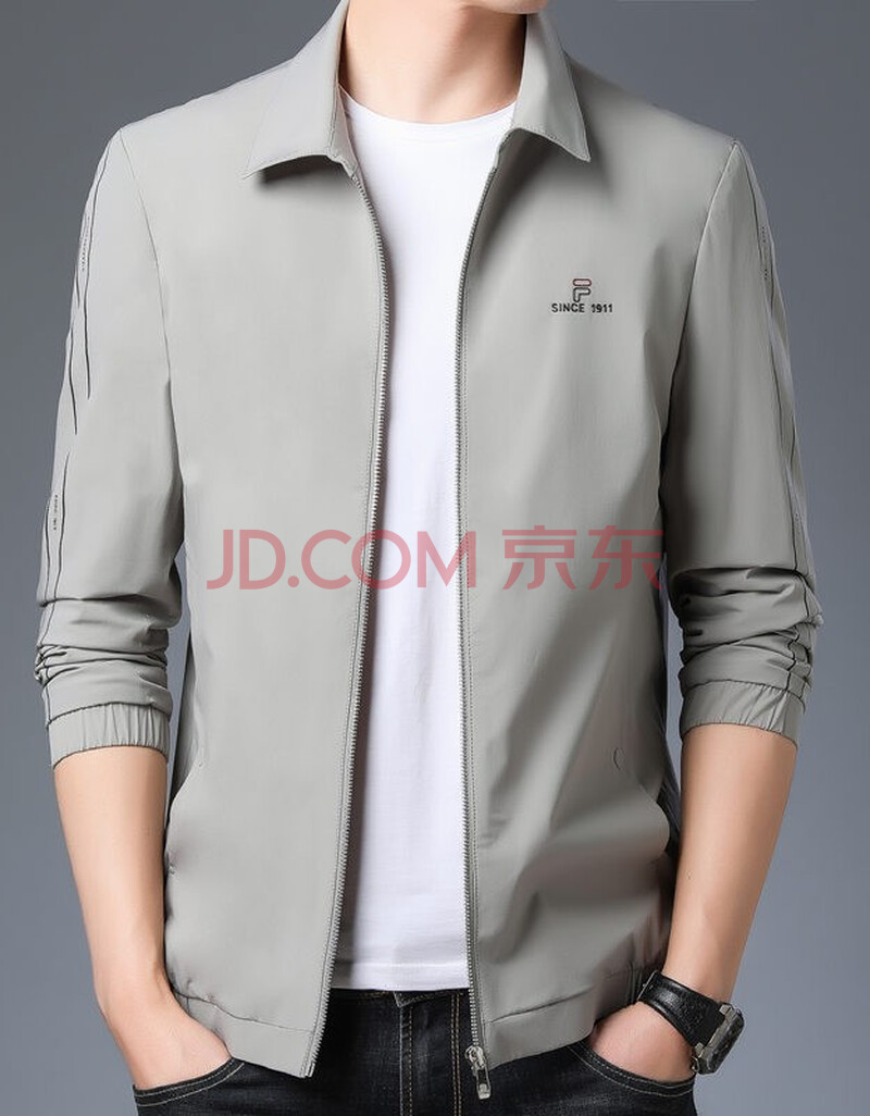 阿堡尼中年夹克男春秋翻领休闲男装衣服爸爸春装薄款男士外套2020 豆