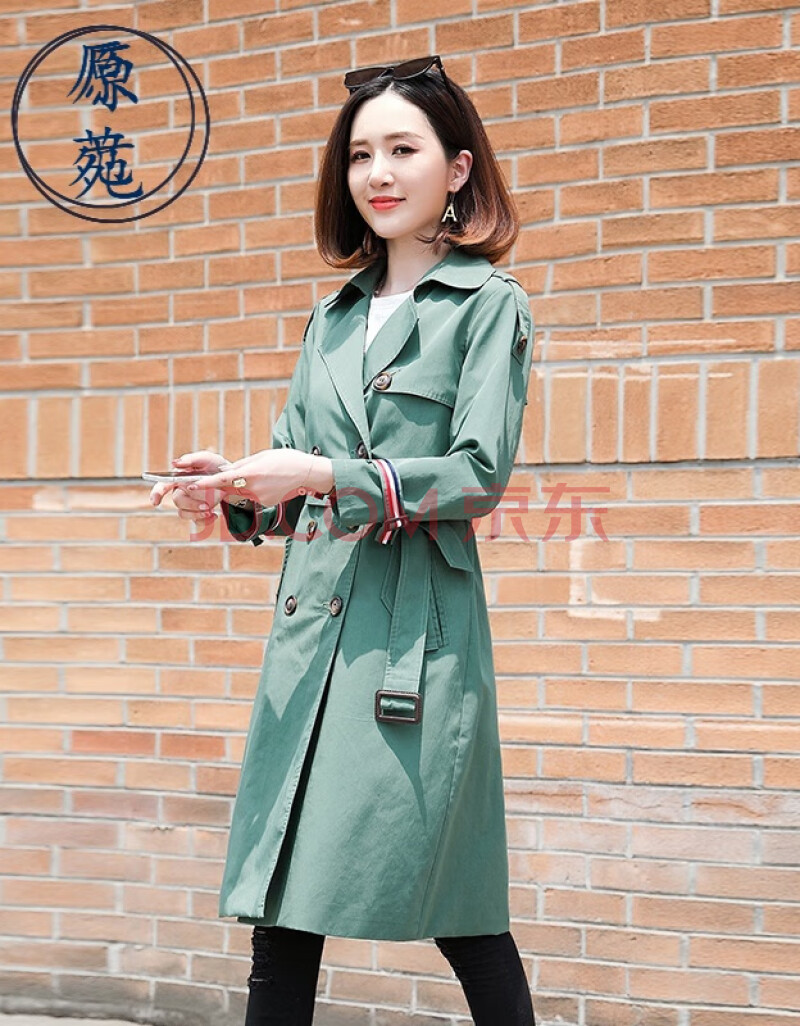 原苑风衣女中长款外套2020春季新款韩版时尚宽松休闲气质女人味收腰