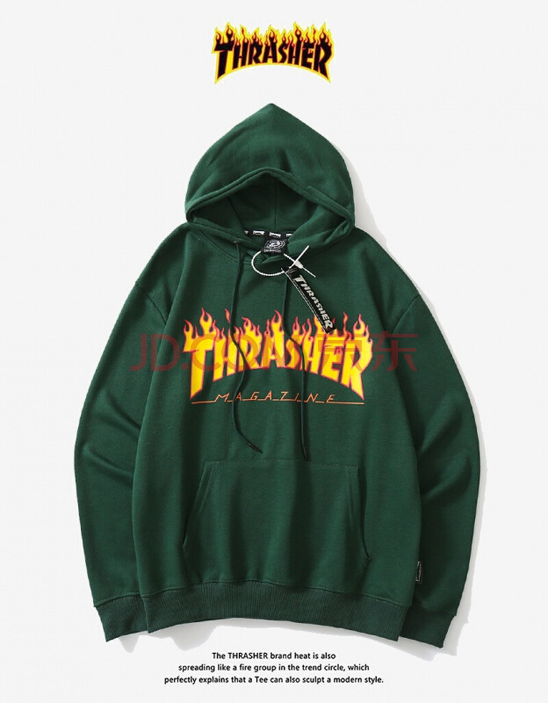 火焰衣服thrasher卫衣,thrasher衣服 欧美潮牌thrasher正品卫衣男火焰字母2020秋冬季潮牌手臂印花帽衫加绒