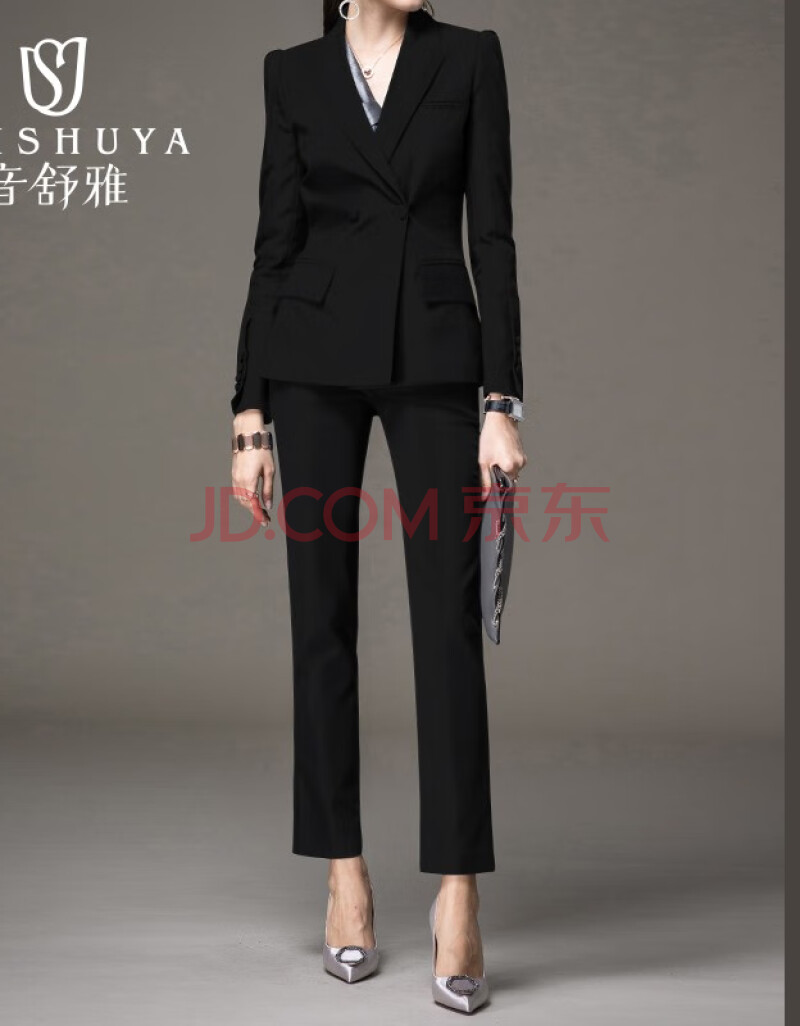 室女神范工作服套裙ol售楼部时尚洋气西服正装女 黑色【西装 裤子】