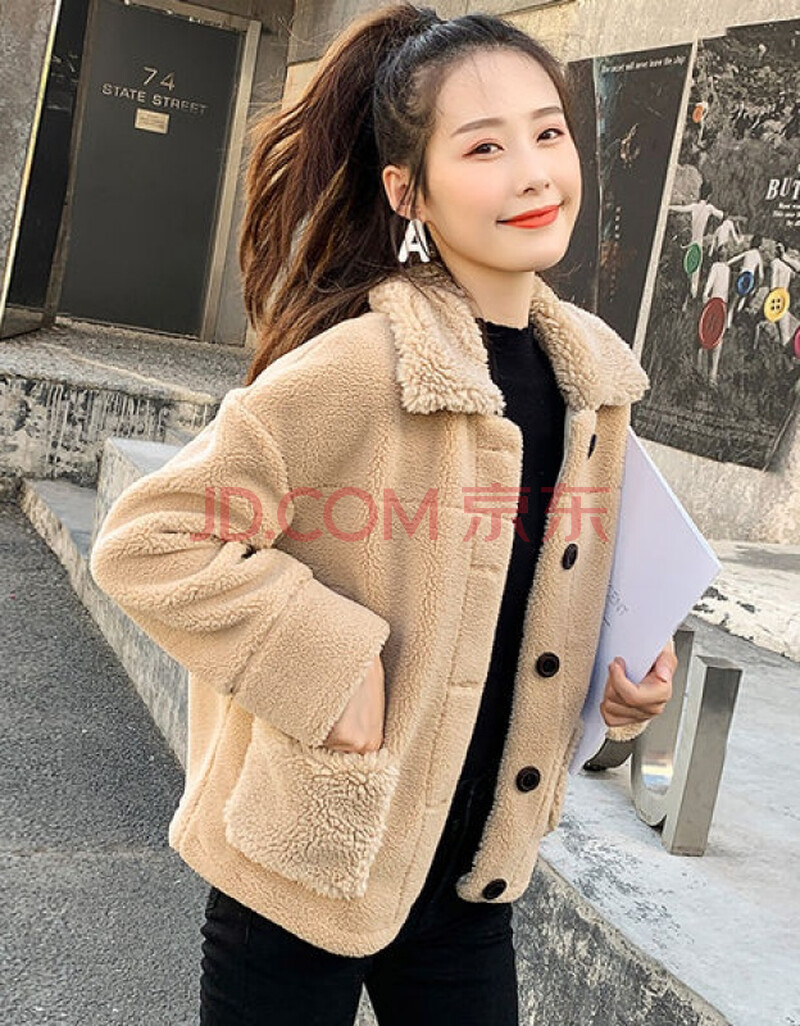 羊羔绒外套女 羊羔毛外套女短款宽松加厚仿2020秋冬季