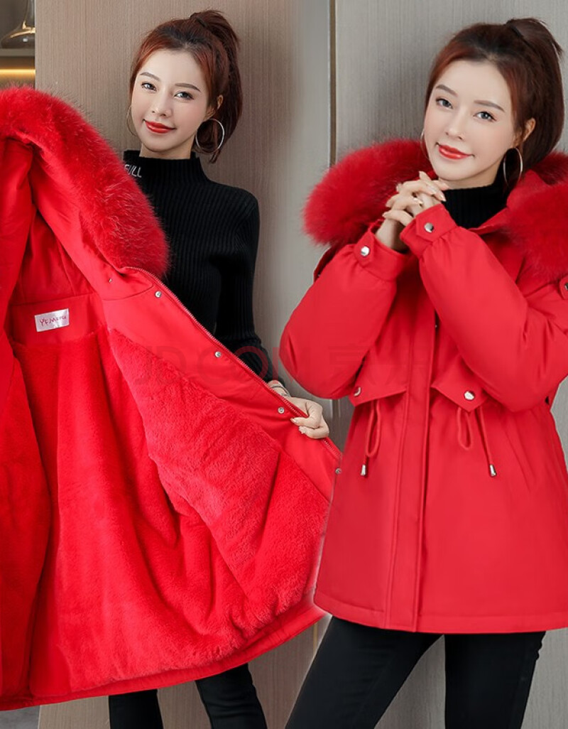 加绒加厚2020冬季新款韩版大毛领短款女士派克服宽松大码棉袄棉衣外套