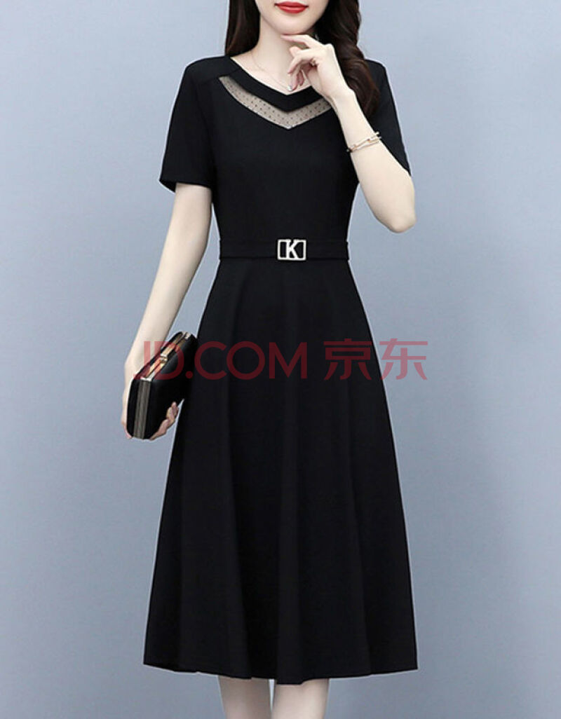 kwgo高端大牌2021年夏天减龄蕾丝连衣裙女新款小清新显瘦流行裙子黑色